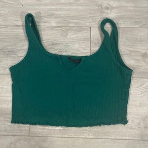 green v neck crop top